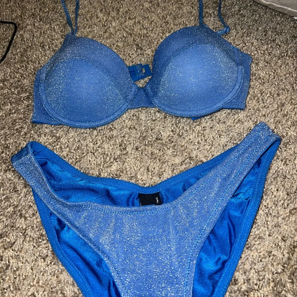 triangl swimwear Blue Sparkle Bikini Set